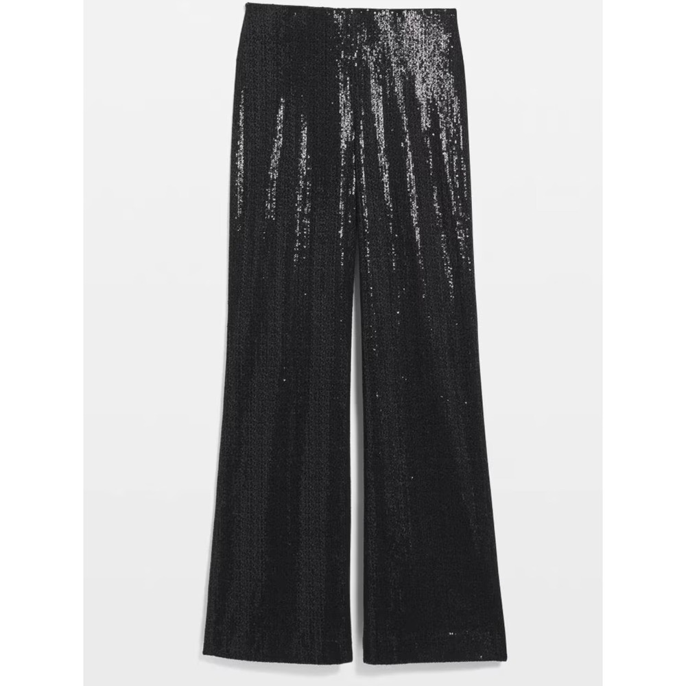 White House Black Market Womens 8 Wide Leg Black Sequin Pants Holiday 570378420